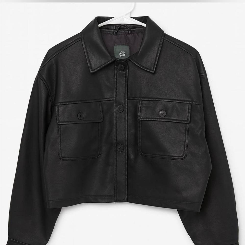 Wild Fable Black Leather Cropped Jacket